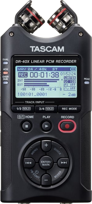 Tascam DR-40X diktafon Minneskort Svart