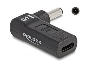 DeLOCK Adapter für Laptop-Netzkabel, USB-Typ-C-Buchse auf Dell-Stecker 4,5 x 3,0 mm, 90° abgewinkelt