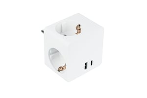 Alcasa SW01-W nätuttagsfördelare med 3 uttag, för inomhusbruk, vit