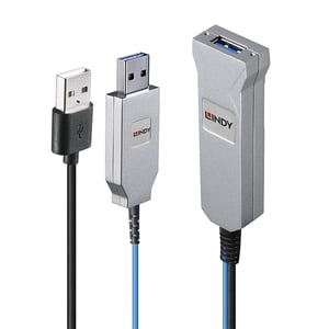 Lindy 43345 USB-Kabel USB 3.2 Gen 1 (3.1 Gen 1) 30 m USB-A 2 x USB-A Blau, Silber