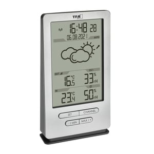TFA-Dostmann 35.1162.54 Environmental Thermometer Electronic Environmental Thermometer Indoor/Outdoor Black, Silver