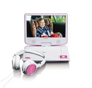 Lenco DVP-910 Portable DVD Player with Removable Disc, 22.9 cm (9"), Black, Pink