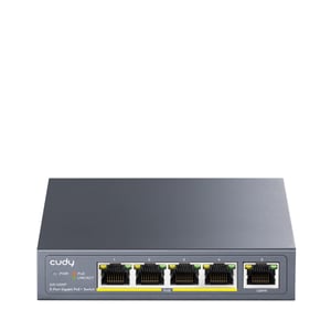 Cudy GS1005P Gigabit Ethernet (10/100/1000) Network Switch with PoE Support, Gray