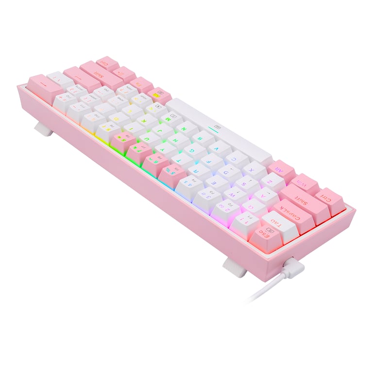 REDRAGON K617-RGB Fizz RGB White/Pink klawiatura USB Różowy, Biały