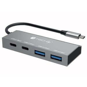 Techly IUSB32C-HUB4AC2 Wired USB 3.2 Gen 1 (3.1 Gen 1) Type-C Docking Station, Silver