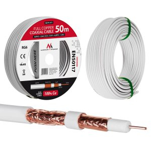 Maclean MCTV-471 kabel koncentryczny RG-6/U 50 m Biały