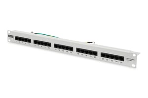 Digitus ISDN-kopplingspanel (patchpanel) 19" 25x RJ45 (8P4C), LSA-nivå, kat. 3, oskärmad, 1U, grå