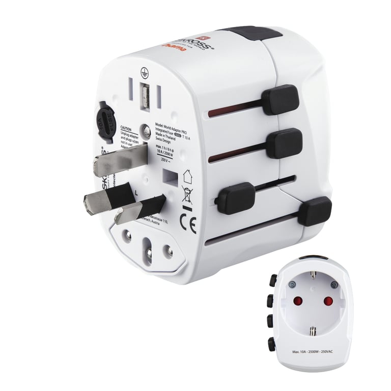 Hama World Travel Pro adapter wtyczek zasilających Uniwersalne Biały