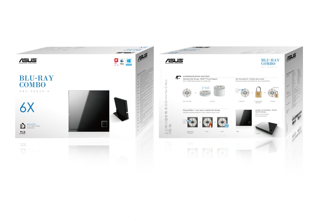 ASUS SBC-06D2X-U dysk optyczny Blu-Ray DVD Combo Czarny