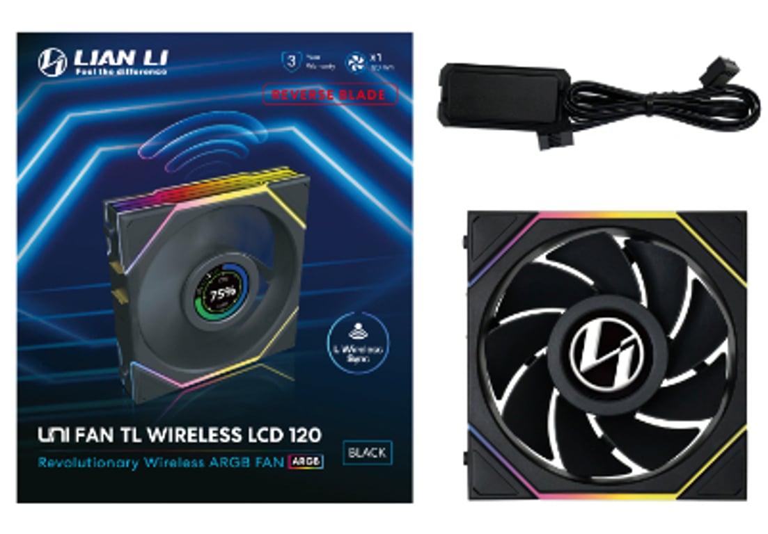 фото Вентилятор Lian Li Uni Fan TL Wireless LCD 120 Reverse Blade Black (G99.12RTLLCD1W1B.00)
