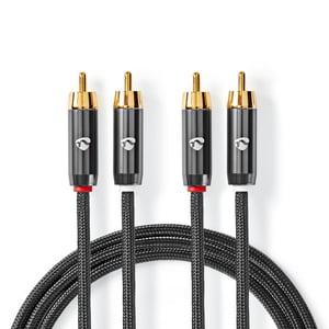 Nedis CATB24200GY20 2 m audio cable, 2 x RCA, Gray