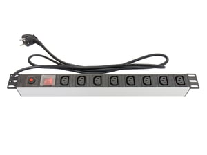 Alcasa GC-N0074 Power Distribution Unit (PDU) with 8 Power Outlets, 1U, Black, Stainless Steel