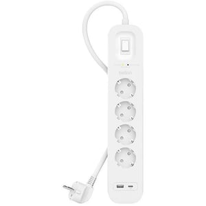 Belkin SRB001VF2M ochrona przeciwprzepięciowa Biały 4 x gniazdo sieciowe 2 m