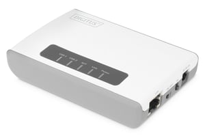Digitus 2-portars, trådlös, multifunktionell USB 2.0-nätverksserver, 300 Mbps