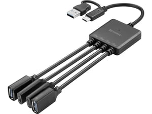 Sandberg 136-81 USB 3.2 Gen 1 (3.1 Gen 1) Hubs und Konzentratoren Typ A + Typ C, 5000 Mbit/s, schwarz