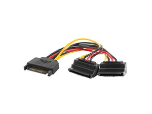 Lanberg CA-SASA-10CU-0015 SATA cable, 0.15 m, SATA 15-pin to 2 x SATA 15-pin, Black, Red, Yellow