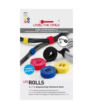 Label-the-cable ROLLS kabelband med kardborreband Svart, Blå, Röd, Gul 4 st.