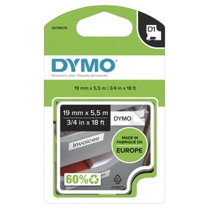 DYMO D1 Etiketten | Rolle 19 mm x 5,5 m | schwarzer Aufdruck auf weißem Hintergrund | selbstklebende Etiketten für LabelManager-Etikettendrucker | Original