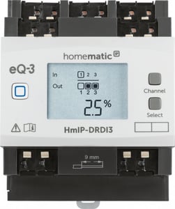 Homematic IP HMIP-DRDI3 DIN-rail mounting 3-channel dimming mechanism.