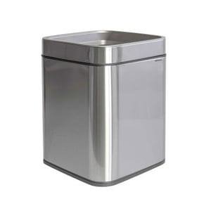 MAUL 9501594 Rectangular Trash Can, Stainless Steel, Black, Silver