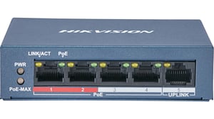 Hikvision DS-3E0105P-E/M(B) L2-Fast-Ethernet-Netzwerk-Switch (10/100) mit PoE-Unterstützung, grau