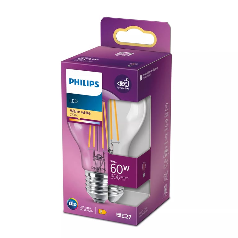 Philips Żarówka żarnikowa przezroczysta 60 W A60 E27