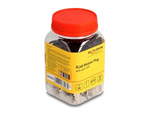 DeLOCK Modularer RJ45-Stecker mit Abknickschutz, Cat.6A, Cat.7 und Knickschutzkappen, 25er-Set