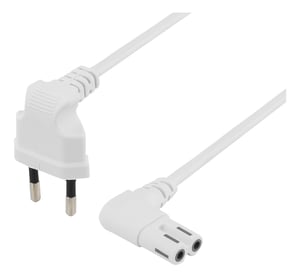 Deltaco DEL-109BT Power Cable, White, 2 m, CEE7/16, IEC C7
