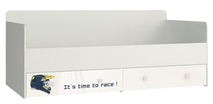 Tuckano Säng 194x80x94 MOTO vit/vit högblank/tryck