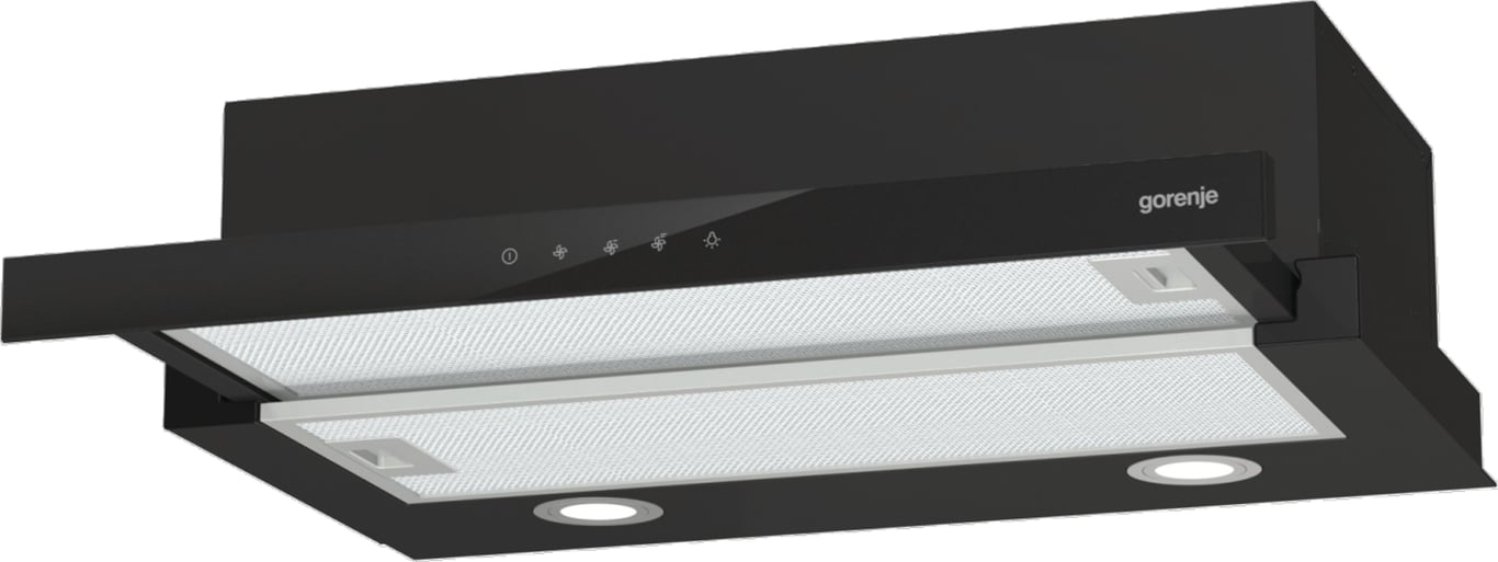 Gorenje TH64E4BG Pół wbudowany (wyciągany) Czarny 450 m³/h