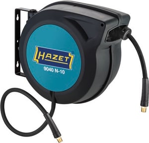 HAZET 9040N-10 Gartenschlauchaufroller – Wandmontierter Schlauchwagen für Gartenschläuche, automatisch, schwarz, blau
