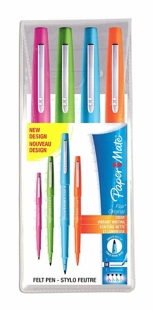 Papermate Flair Original mazak Średni Niebieski, Zielony, Pomarańczowy, Różowy