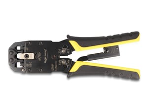 DeLOCK Universal-Crimpzange mit Abisolierfunktion für Modularstecker 10P (RJ50), 8P (RJ45), 6P (RJ12/11), 6P DEC oder 4P