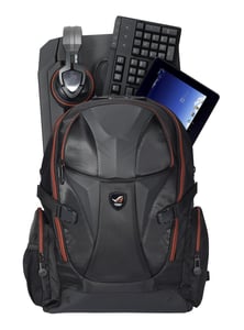ASUS ROG Nomad Rucksack Schwarz, Orange Nylon, Gummi