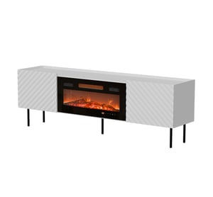 Cama Szafka RTV LUCCA 180x40x59 biały + kominek czarny