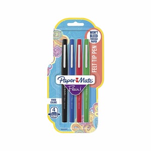 Papermate Flair mazak Średni Czarny, Niebieski, Zielony, Czerwony 4 szt.