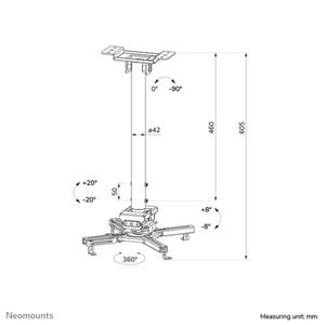 Neomounts CL25-540WH1 uchwyt do montażu projektora Sufit Biały