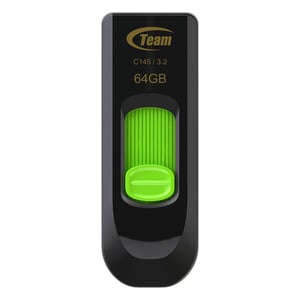 Team Group C145 64 GB USB Flash Drive, USB Type-A 3.2 Gen 1 (3.1 Gen 1), Black, Green
