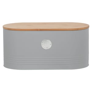 Typhoon Living Oval Gray Bamboo and Steel Bread Bin
