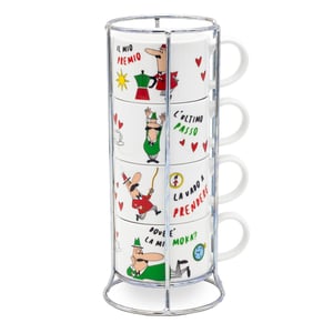 Bialetti L'Omino Italiano Tasse „Multicolor Cappuccino“, 4 Stück