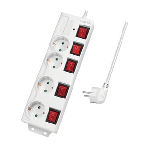 LogiLink LPS252 förgrening 1,5 m 4 x nätuttag, inomhus, vit