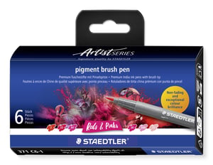 Staedtler Pigment Arts Brush Pen Reds & Pinks mazak Różowy, Czerwony 6 szt.