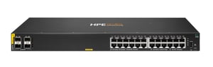 HPE Aruba Networking CX 6100 24G Class4 PoE 4SFP+ 370W Switch, L3-hanterad Gigabit Ethernet (10/100/1000), PoE-stöd, 1U, svart