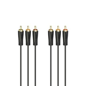 Hama 00205151 3 m audio cable, 3 x RCA, Black