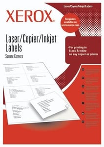Xerox Etiketten 210 x 148,5 mm A4, 100 Blatt, selbstklebende Etiketten, weiß, 200 Stück.