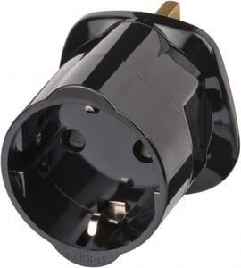 Brennenstuhl Travel Adapter, earthed/GB adapter for Type G (UK) and Type F power plugs, Black
