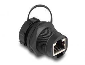 DeLOCK RJ45-Durchführung Cat.6A mit abgedichteter IP67-Kappe, staub- und wasserdicht