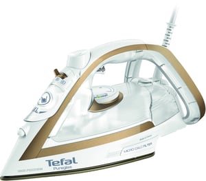 Tefal Puregliss FV8042 Trocken- und Dampfbügeleisen Durilium AirGlide Autoclean-Bügelsohle 3000 W Braun, Weiß