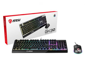 MSI Vigor GK30 Combo Keyboard with Included USB Gaming Mouse, QWERTZ German Layout, Black