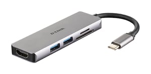 D-Link DUB-M530 dockningsstation, kabelansluten USB 3.2 Gen 1 (3.1 Gen 1) Type-C, aluminium